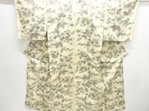 アンティーク　楓模様織出し手織り紬単衣着物